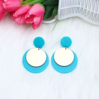 Simple Style Round Arylic Patchwork Women's Drop Earrings sku image 4