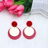 Simple Style Round Arylic Patchwork Women's Drop Earrings sku image 9