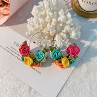 Sweet Flower Alloy Cloth Handmade Women's Earrings sku image 4