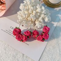 Sweet Flower Alloy Cloth Handmade Women's Earrings sku image 6