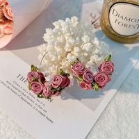 Sweet Flower Alloy Cloth Handmade Women's Earrings sku image 3