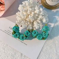 Sweet Flower Alloy Cloth Handmade Women's Earrings sku image 5