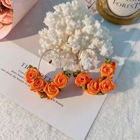 Sweet Flower Alloy Cloth Handmade Women's Earrings sku image 2