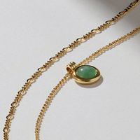 Artificial Gemstones Copper Retro Simple Style Plating Inlay Round Natural Stone Pendant Necklace main image 2