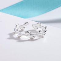 Simple Style Leaf Copper Plating Silver Plated Open Ring main image 5