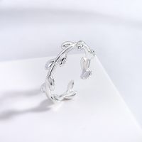 Simple Style Leaf Copper Plating Silver Plated Open Ring main image 1