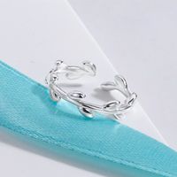 Simple Style Leaf Copper Plating Silver Plated Open Ring main image 3