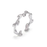 Simple Style Leaf Copper Plating Silver Plated Open Ring sku image 1