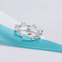 Simple Style Leaf Copper Plating Silver Plated Open Ring main image 2