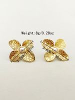 1 Pair Artistic Flower Polishing Plating Inlay 304 Stainless Steel Pearl 14K Gold Plated Ear Studs main image 2