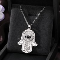 Casual Cool Style Devil's Eye Palm Heart Shape Alloy Hollow Out Inlay Rhinestones Women's Pendant Necklace sku image 5