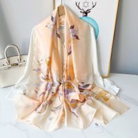 Women's Elegant Color Block Satin Printing Silk Scarves sku image 5