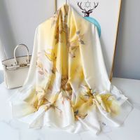 Women's Elegant Color Block Satin Printing Silk Scarves sku image 6