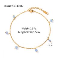 Wholesale Jewelry Simple Style Round Tassel Stainless Steel 18k Gold Plated Anklet sku image 1