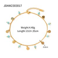 Wholesale Jewelry Simple Style Round Tassel Stainless Steel 18k Gold Plated Anklet sku image 2