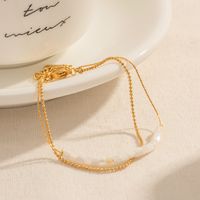 Wholesale Jewelry Elegant Solid Color Stainless Steel Shell 18k Gold Plated Anklet main image 3