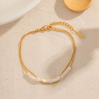 Wholesale Jewelry Elegant Solid Color Stainless Steel Shell 18k Gold Plated Anklet main image 2