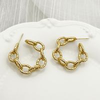 1 Pair Cute Modern Style C Shape Round Sector Patchwork Plating Three-dimensional 304 Stainless Steel Gold Plated Earrings main image 2
