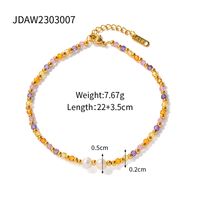 Wholesale Jewelry Modern Style Colorful Stainless Steel Freshwater Pearl Glass 18k Gold Plated Anklet sku image 1