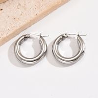 1 Pair Simple Style Round Polishing Plating 304 Stainless Steel 14K Gold Plated Hoop Earrings sku image 1