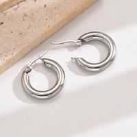 1 Pair Simple Style Round Polishing Plating 304 Stainless Steel 14K Gold Plated Hoop Earrings main image 4