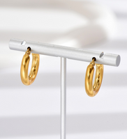 1 Pair Simple Style Round Polishing Plating 304 Stainless Steel 14K Gold Plated Hoop Earrings main image 3