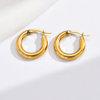 1 Pair Simple Style Round Polishing Plating 304 Stainless Steel 14K Gold Plated Hoop Earrings sku image 2