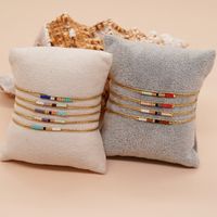 Simple Style Geometric Colorful Stainless Steel Glass Beaded Bracelets main image 4