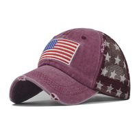 Women's Classic Style American Flag Embroidery Curved Eaves Baseball Cap sku image 4