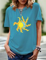 Women's T-shirt Short Sleeve T-shirts Printing Streetwear Sun Moon main image 4