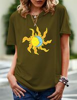 Women's T-shirt Short Sleeve T-shirts Printing Streetwear Sun Moon main image 3