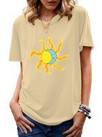 Women's T-shirt Short Sleeve T-shirts Printing Streetwear Sun Moon main image 2