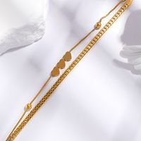 Elegant Simple Style Heart Shape Titanium Steel 18K Gold Plated Titanium Steel Bracelets In Bulk main image 4