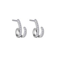 1 Pair Ins Style Geometric Sterling Silver Inlay Zircon Ear Studs main image 5