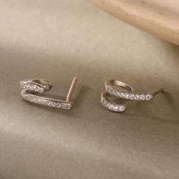 1 Pair Ins Style Geometric Sterling Silver Inlay Zircon Ear Studs sku image 2