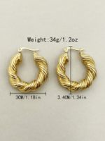 1 Pair Retro Solid Color Twist Polishing Plating 304 Stainless Steel 14K Gold Plated Hoop Earrings main image 2