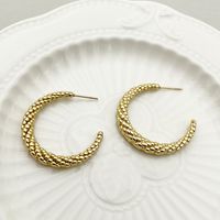 1 Pair Cute Modern Style C Shape Round Sector Patchwork Plating Three-dimensional 304 Stainless Steel Gold Plated Earrings main image 3