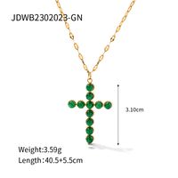 Modern Style Cross Stainless Steel Plating Inlay Pearl Stone 18k Gold Plated Pendant Necklace sku image 2