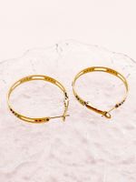 1 Pair Exaggerated Artistic Round Plating Hollow Out Inlay 304 Stainless Steel Rhinestones 14K Gold Plated Hoop Earrings main image 3