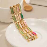 Elegant Colorful Stainless Steel Plating Inlay Opal 18k Gold Plated Bracelets main image 5