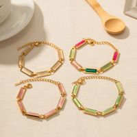 Elegant Colorful Stainless Steel Plating Inlay Opal 18k Gold Plated Bracelets main image 4
