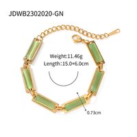 Elegant Colorful Stainless Steel Plating Inlay Opal 18k Gold Plated Bracelets sku image 2