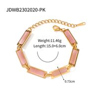 Elegant Colorful Stainless Steel Plating Inlay Opal 18k Gold Plated Bracelets sku image 1