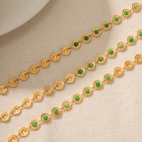 Elegant Round Stainless Steel Plating Inlay Gem 18k Gold Plated Bracelets Necklace main image 3