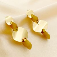 1 Pair Simple Style Irregular Round Polishing Plating 304 Stainless Steel 14K Gold Plated Drop Earrings sku image 1