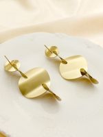1 Pair Simple Style Irregular Round Polishing Plating 304 Stainless Steel 14K Gold Plated Drop Earrings main image 3