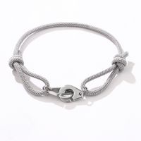 Casual Hip-Hop Handcuffs Solid Color Stainless Steel Rope Unisex Bracelets sku image 3