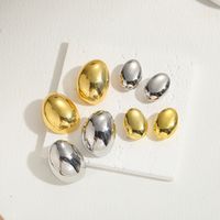 1 Pair Classic Style Solid Color Asymmetrical Plating Copper 14k Gold Plated Ear Studs main image 5
