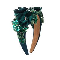 Elegant Glam Sweet Flower Cloth Lace Inlay Rhinestones Hair Band sku image 1