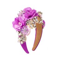 Elegant Glam Sweet Flower Cloth Lace Inlay Rhinestones Hair Band main image 4